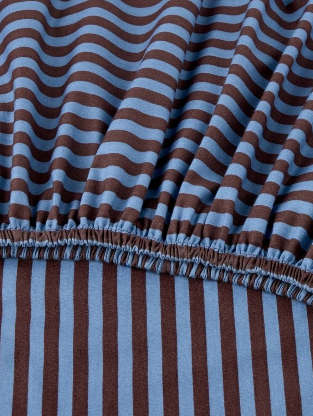 QUEEN Hollister Target Percale Stripe Sheet Set Blue/ Brown